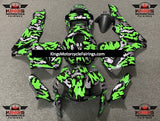 Black, Silver and Green Camouflage Fairing Kit for a 2005 and 2006 Honda CBR600RR motorcycle