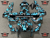 Black, Silver and Soft Blue Camouflage Fairing Kit for a 2005 and 2006 Honda CBR600RR motorcycle