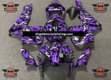 Black, Silver and Purple Camouflage Fairing Kit for a 2005 and 2006 Honda CBR600RR motorcycle