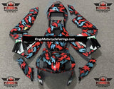 Red, Black and Blue Camouflage Shark Fairing Kit for a 2003 and 2004 Honda CBR600RR motorcycle