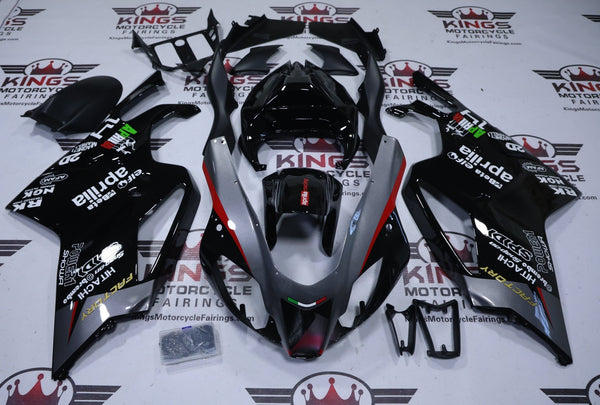 APRILIA RSV1000R Fairings (2003-2006) Black, Gray, Red Stripe from KingsMotorcycleFairings.com