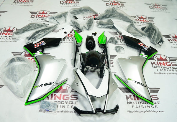 APRILIA RSV4 1000 Fairings (2009-2015) Silver, Green, Black, White at KingsMotorcycleFairings.com