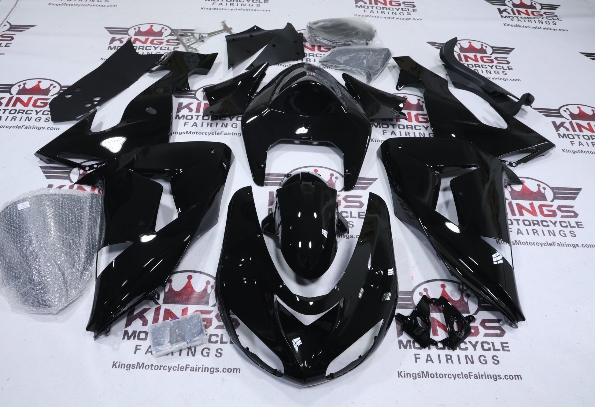 All Black Kawasaki ZX10R Fairings (2006-2007) from KingsMotorcycleFairings.com