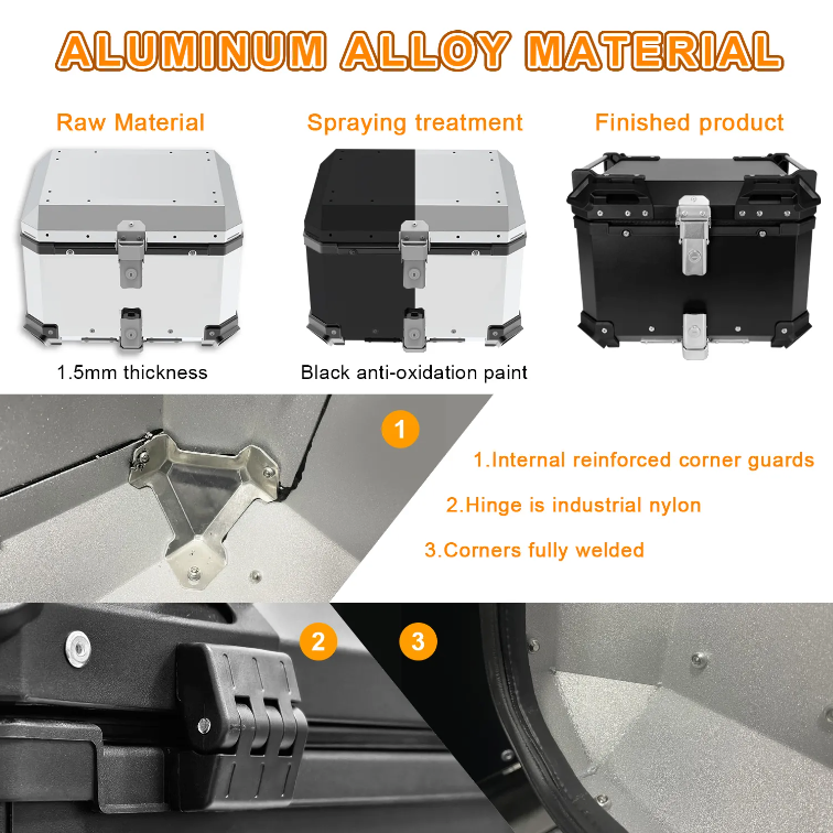 Aluminum Motorcycle Top Box Installation Details at KingsMotorcycleFairings.com