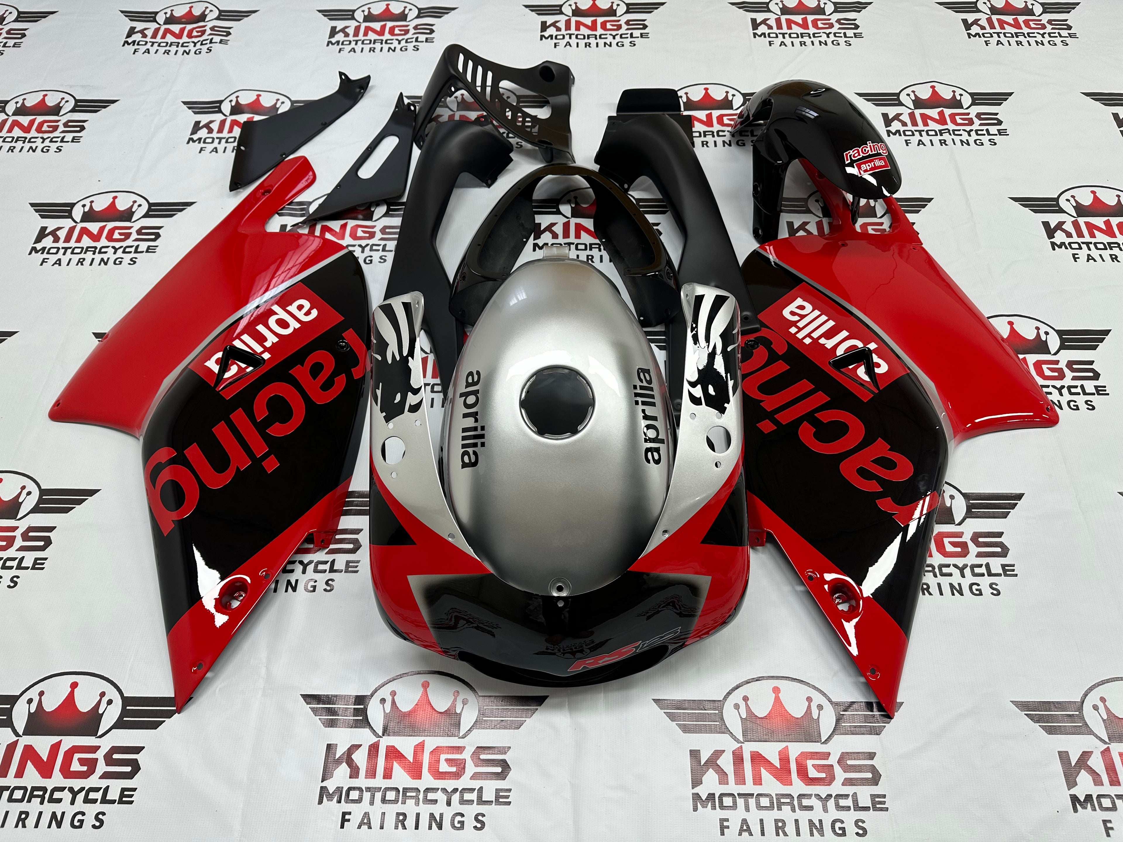 Aprilia RS125 Fairings (2000-2005) Red, Black, Silver from KingsMotorcycleFairings.com