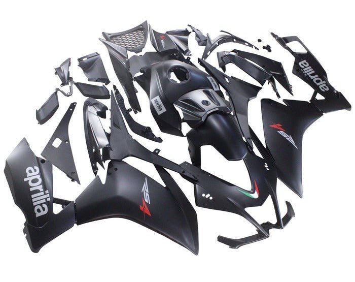 Aprilia RS450 Fairings (2012-2016) Matte Black, Silver at KingsMotorcycleFairings.com