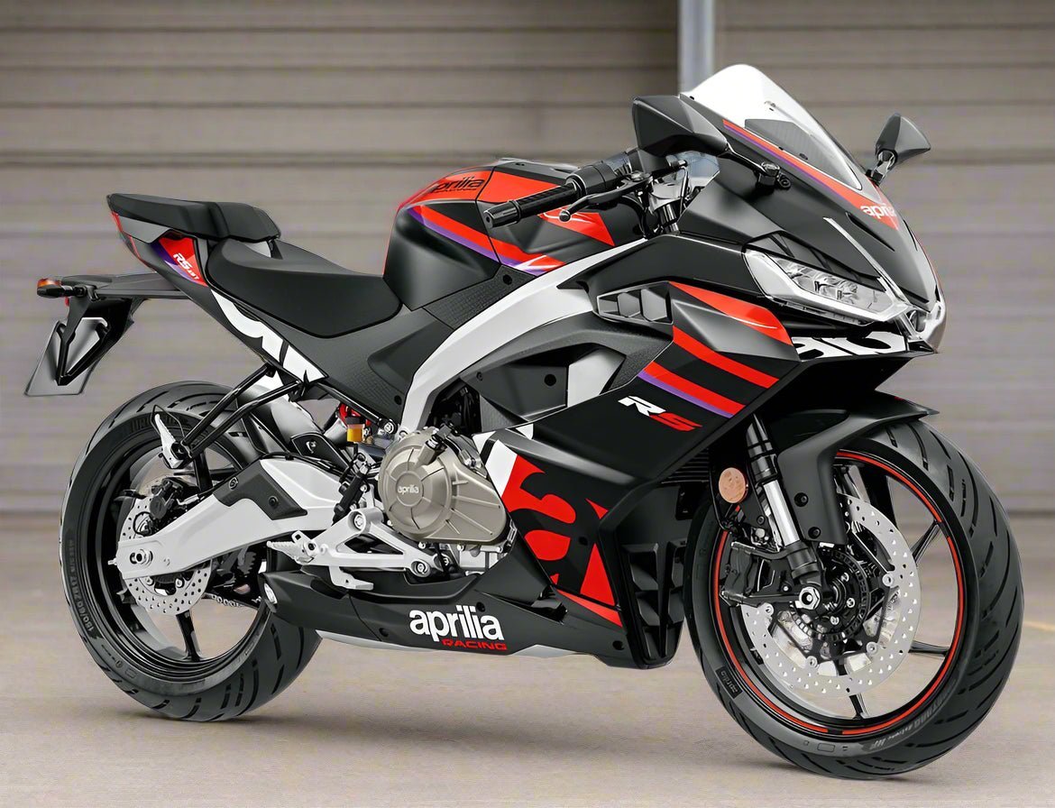 Aprilia RS 457 Fairing Kit (2024-2025) Matte Black, Red Stripes at KingsMotorcycleFairings.com
