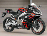 Aprilia RS 457 Fairing Kit (2024-2025) Matte Black, Red Stripes at KingsMotorcycleFairings.com