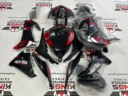 Aprilia RS457 Fairings (2024-2025) Matte Black, Matte Red at KingsMotorcycleFairings.com