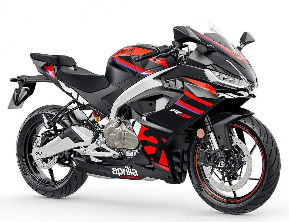 Aprilia RS 457 Fairings (2024-2025) Matte Black, Matte Red from KingsMotorcycleFairings.com