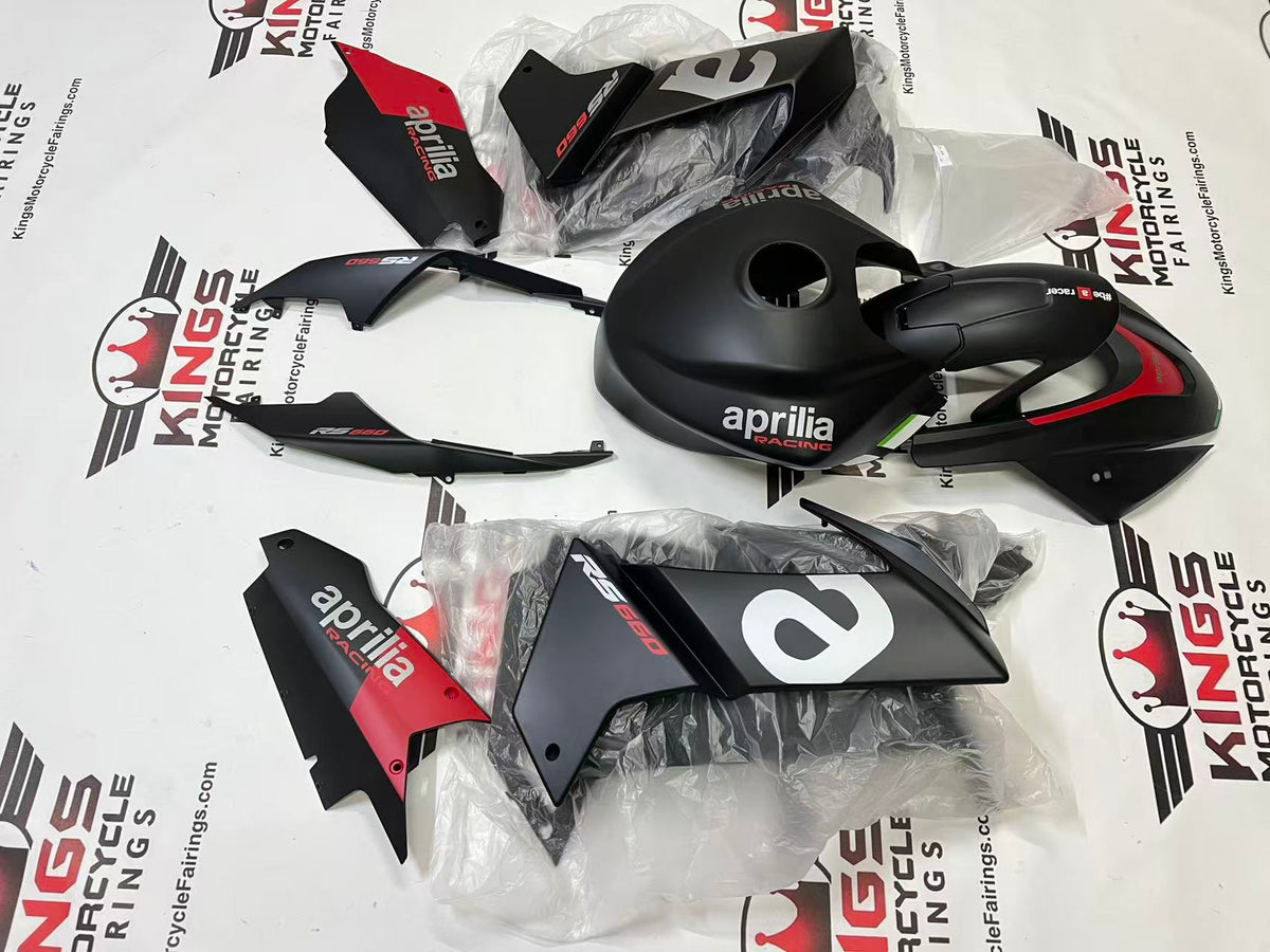 Aprilia RS660 Fairing Set (2020-2024) Flat Black, Silver, Red at KingsMotorcycleFairings.com