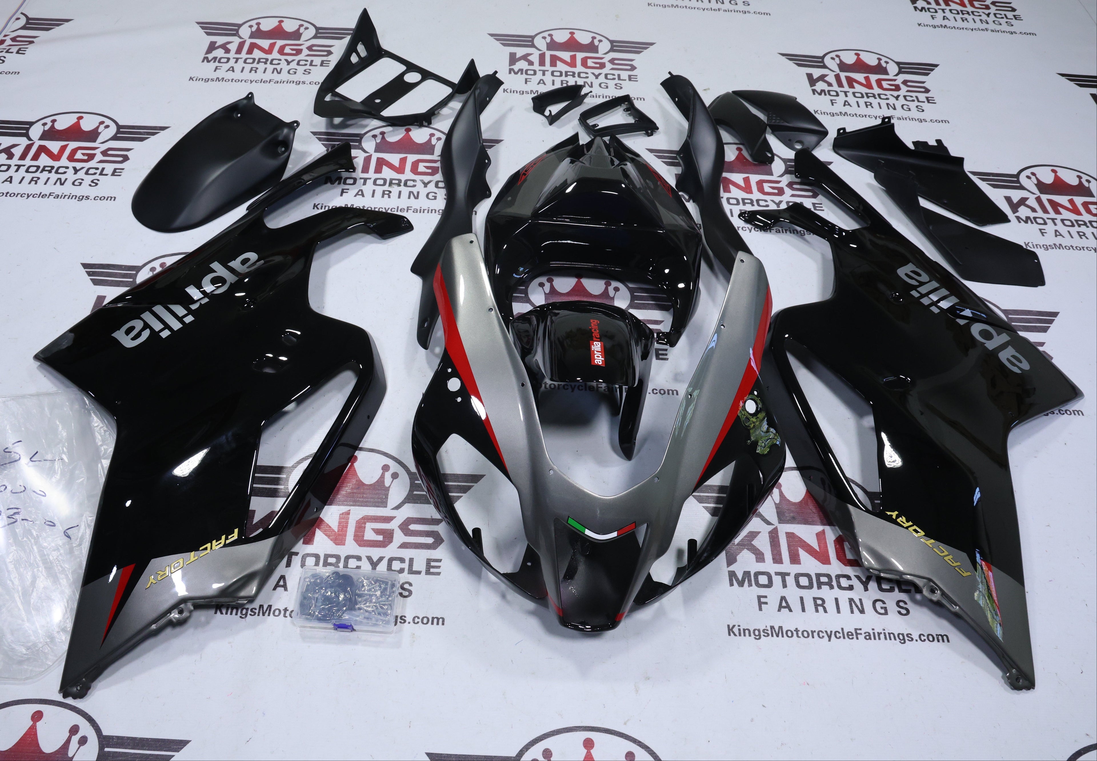 Aprilia RSV1000R Fairings (2003-2006) Black, Gray, Red at KingsMotorcycleFairings.com