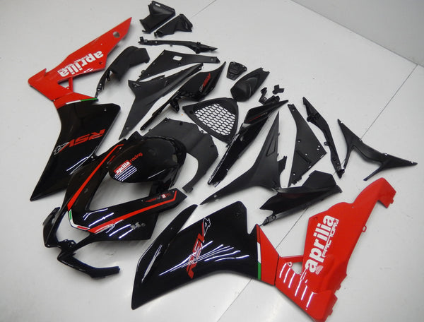 Aprilia RSV4 1000 Fairings (2009-2015) Black, Red, White, Stripe at KingsMotorcycleFairings.com