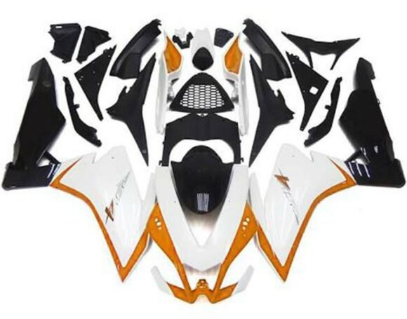 Aprilia RSV4 1000 Fairings (2009-2015) White, Orange, Black at KingsMotorcycleFairings.com
