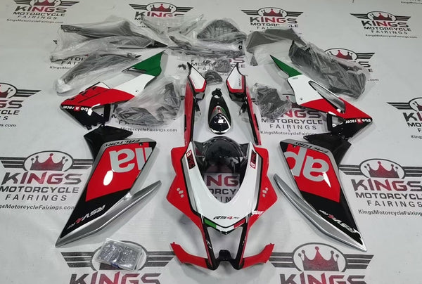 Aprilia RSV4 1000 Fairings (2016-2020) Red, Silver, Black, White at KingsMotorcycleFairings.com