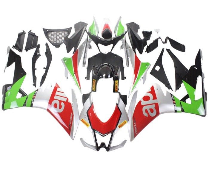 Aprilia RSV4 1000 Fairings (2016-2020) Silver, Red, Green at KingsMotorcycleFairings.com