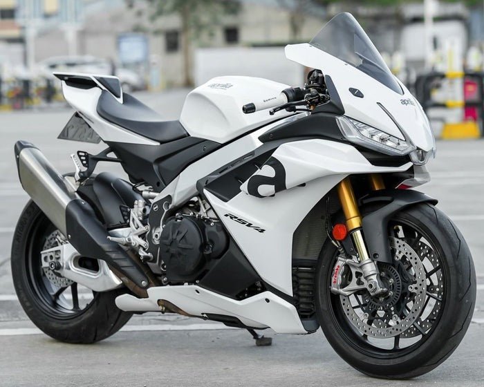 Aprilia RSV4 1100 Fairing Kit (2021-2024) White, Black Gloss from KingsMotorcycleFairings.com
