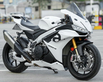 Aprilia RSV4 1100 Fairing Kit (2021-2024) White, Black Gloss from KingsMotorcycleFairings.com