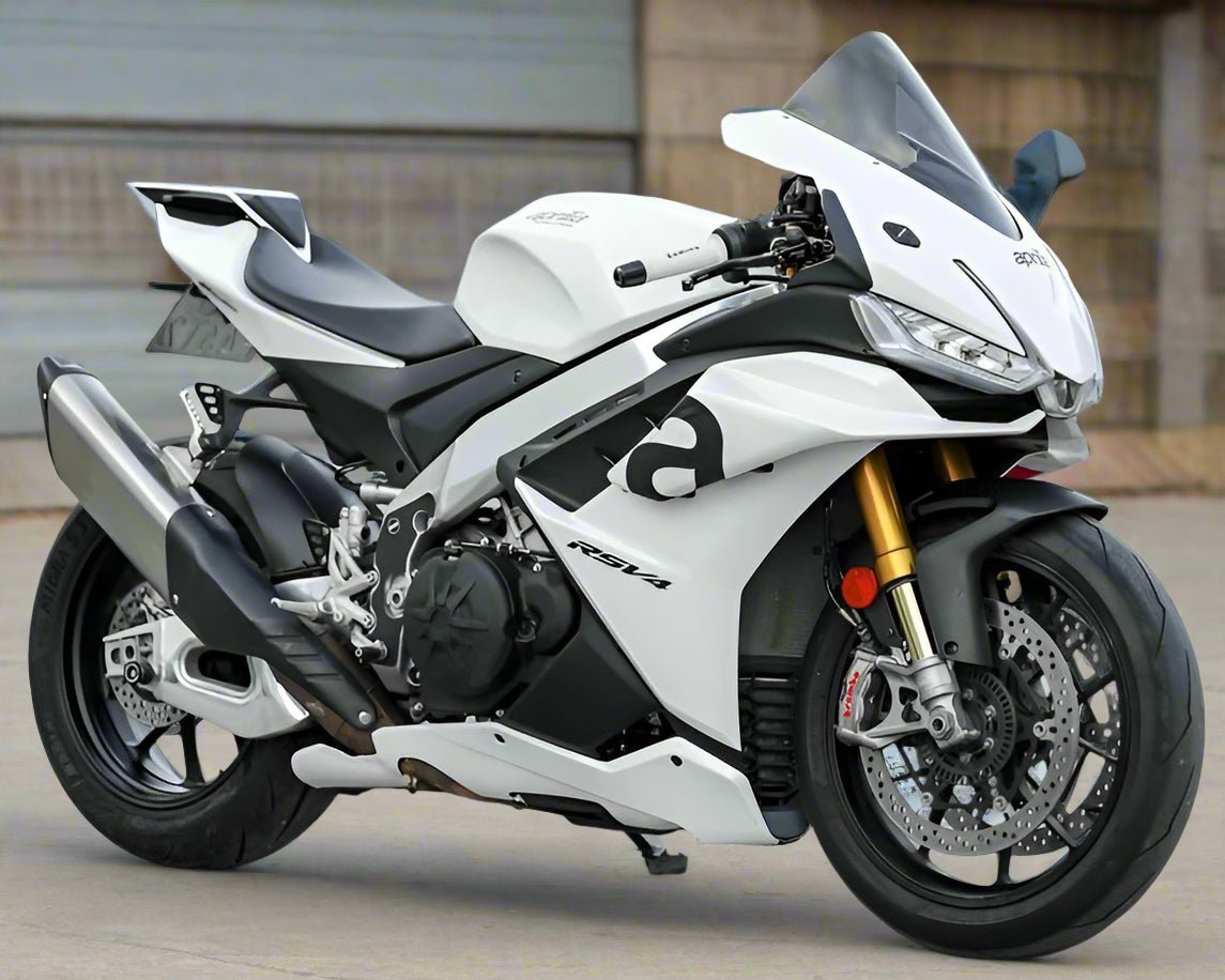 Aprilia RSV4 1100 Fairing Set (2021-2024) White, Black Gloss from KingsMotorcycleFairings.com