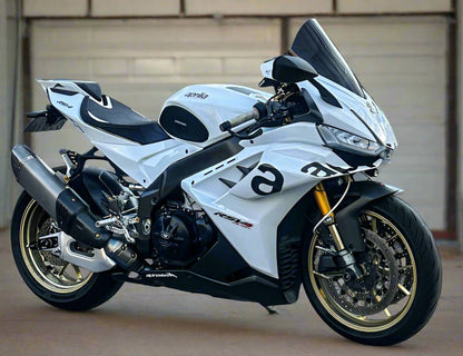Aprilia RSV4 1100 Fairings (2021-2024) Gloss White, Black at KingsMotorcycleFairings.com