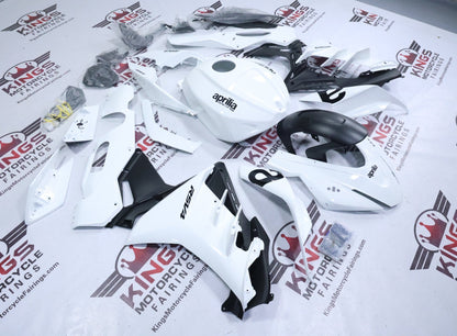 Aprilia RSV4 1100 Fairings (2021-2024) White, Black Gloss from KingsMotorcycleFairings.com