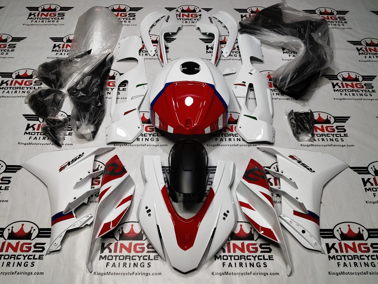 Fairings for Aprilia RSV4 1100 Fairings (2021-2024) White, Red, Blue, Gray from KingsMotorcycleFairings.com
