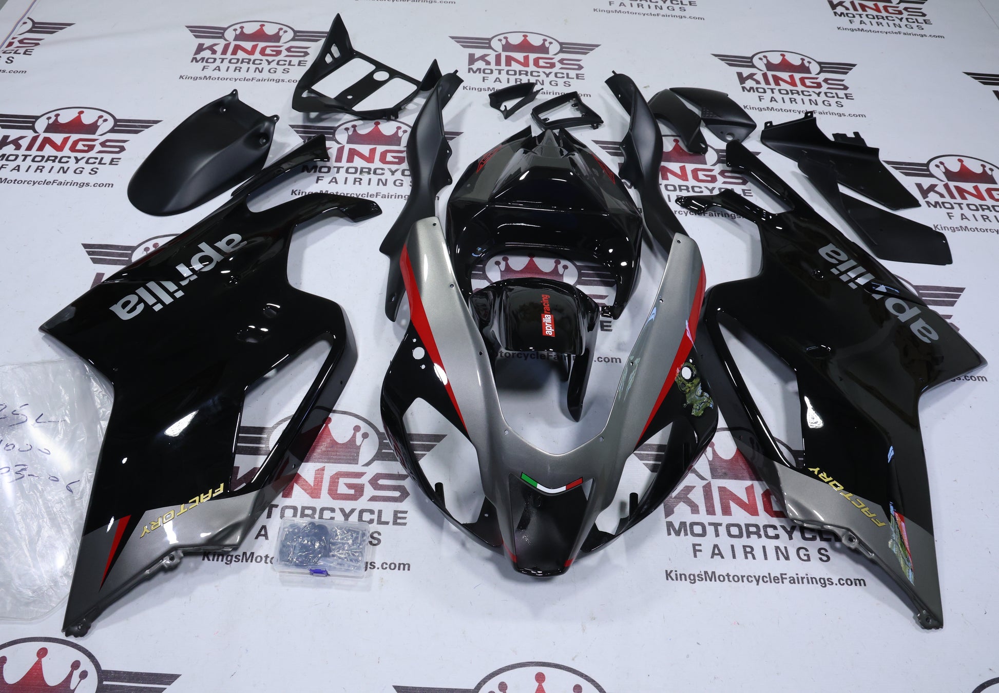Aprilia RSV1000R Fairing Kit (2003-2006) Black, Gray, Red at KingsMotorcycleFairings.com