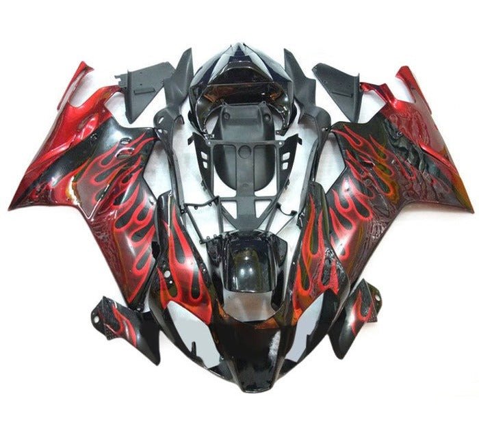 Aprilia RSV1000R Fairings (2003-2006) Black, Red Flames by KingsMotorcycleFairings.com