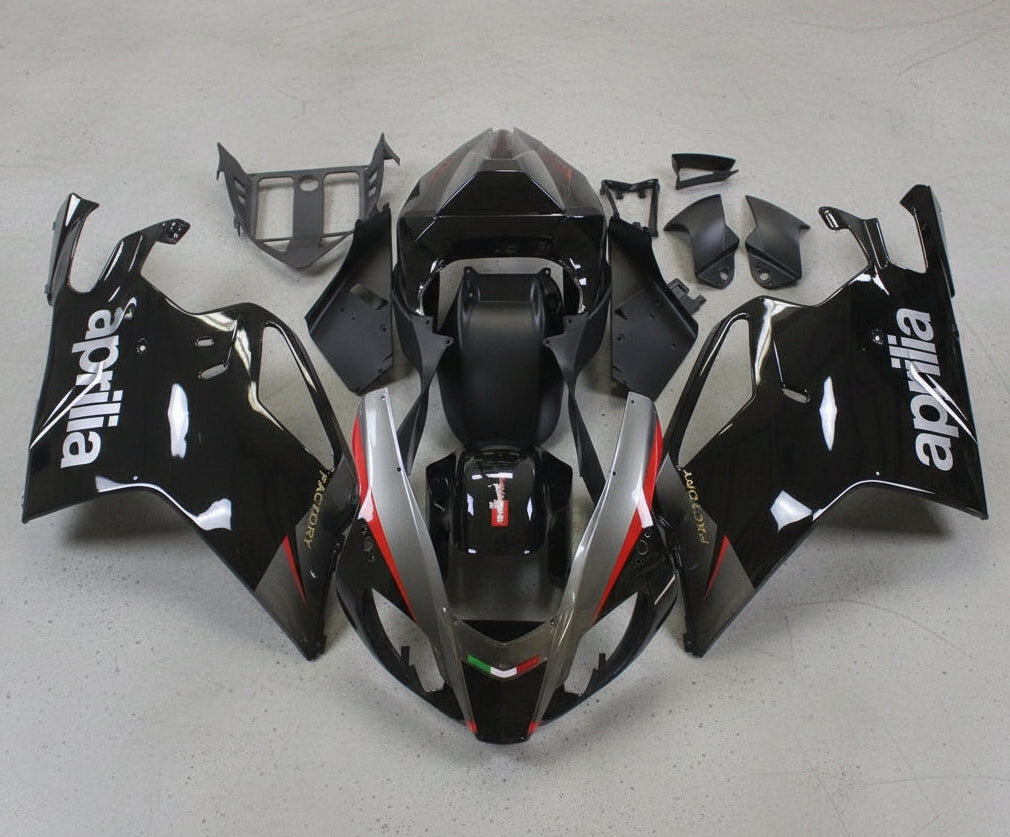 Aprilia RSV1000R Fairings (2003-2006) Black, Silver, Red by KingsMotorcycleFairings.com
