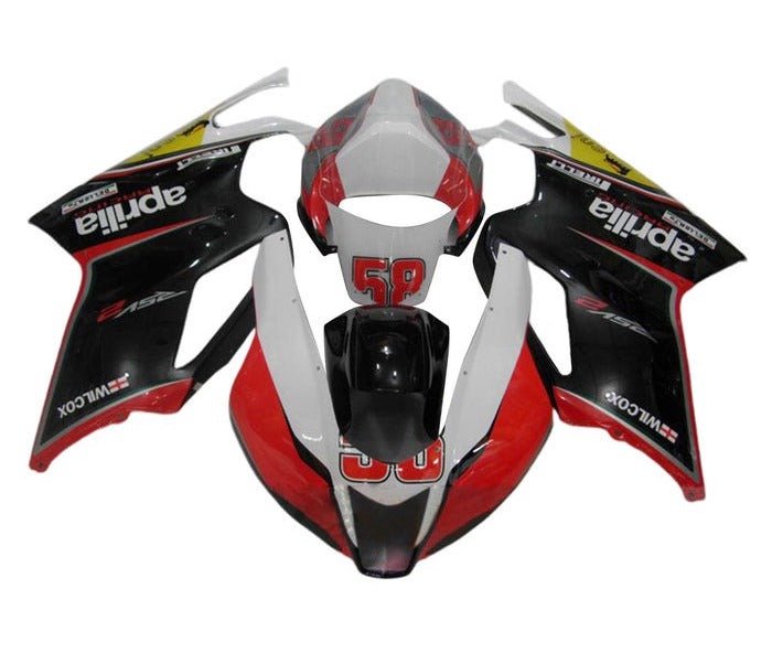 Aprilia RSV1000R Fairings (2003-2006) Red, Black, White #58 by KingsMotorcycleFairings.com