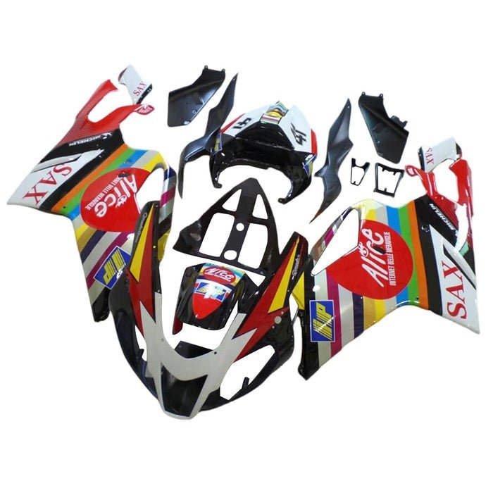 Aprilia RSV1000R Fairings (2003-2006) White, Multi Color Alice by KingsMotorcycleFairings.com