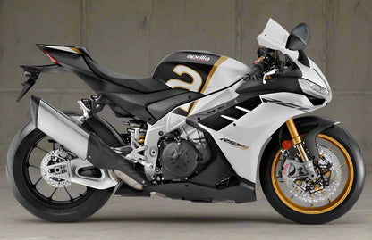 Aprilia RSV4 1100 Fairings (2021-2024) White, Black, Gold by KingsMotorcycleFairings.com