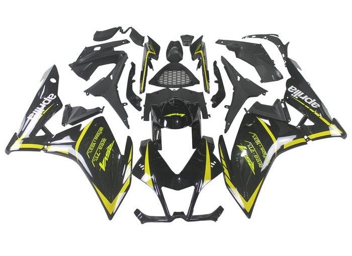 Aprilia RSV4 Fairings (2009-2015) Black, Yellow at KingsMotorcycleFairings.com
