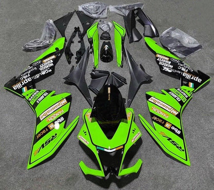 Aprilia RSV4 Fairings (2009-2015) Green, Black at KingsMotorcycleFairings.com