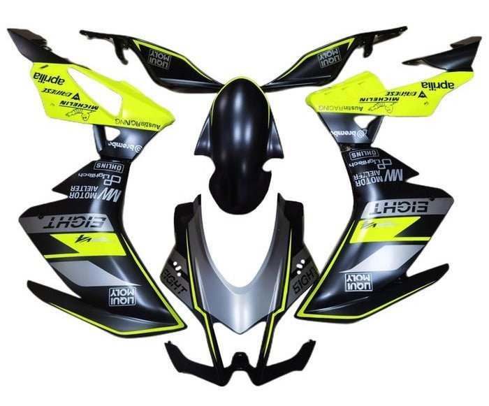 Aprilia RSV4 Fairings (2016-2020) Matte Black, Gray, Yellow at KingsMotorcycleFairings.com