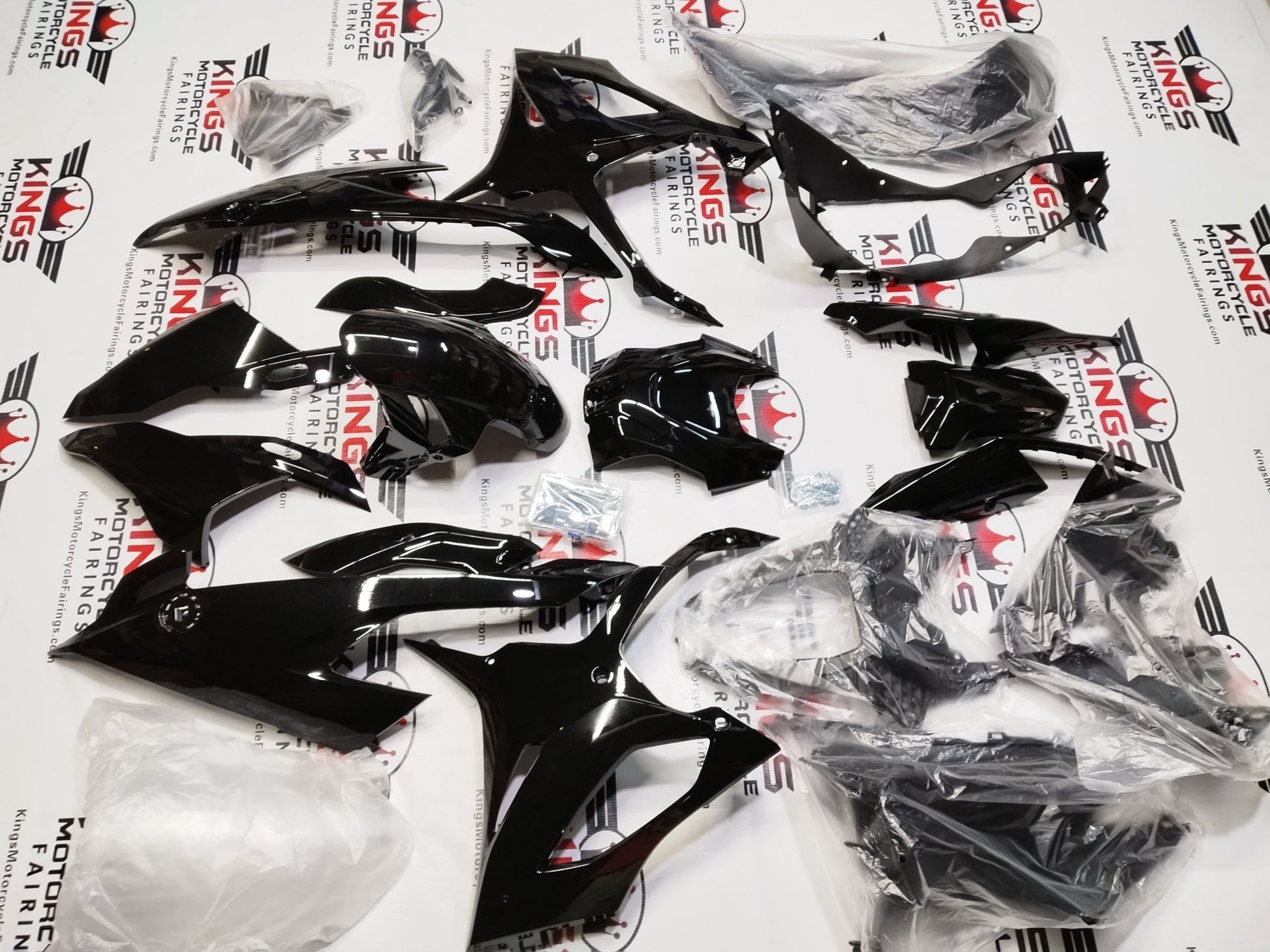 BMW S1000RR Fairing Set (2019-2022) Gloss Black, Matte Black at KingsMotorcycleFairings.com