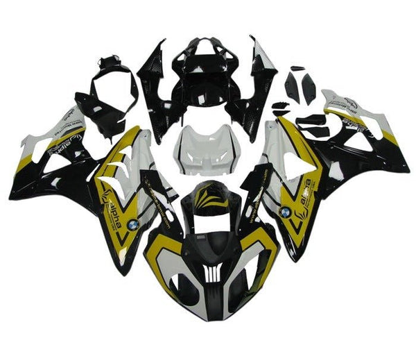 BMW S1000RR Fairings (2009-2014) Black, Yellow, White at KingsMotorcycleFairings.com