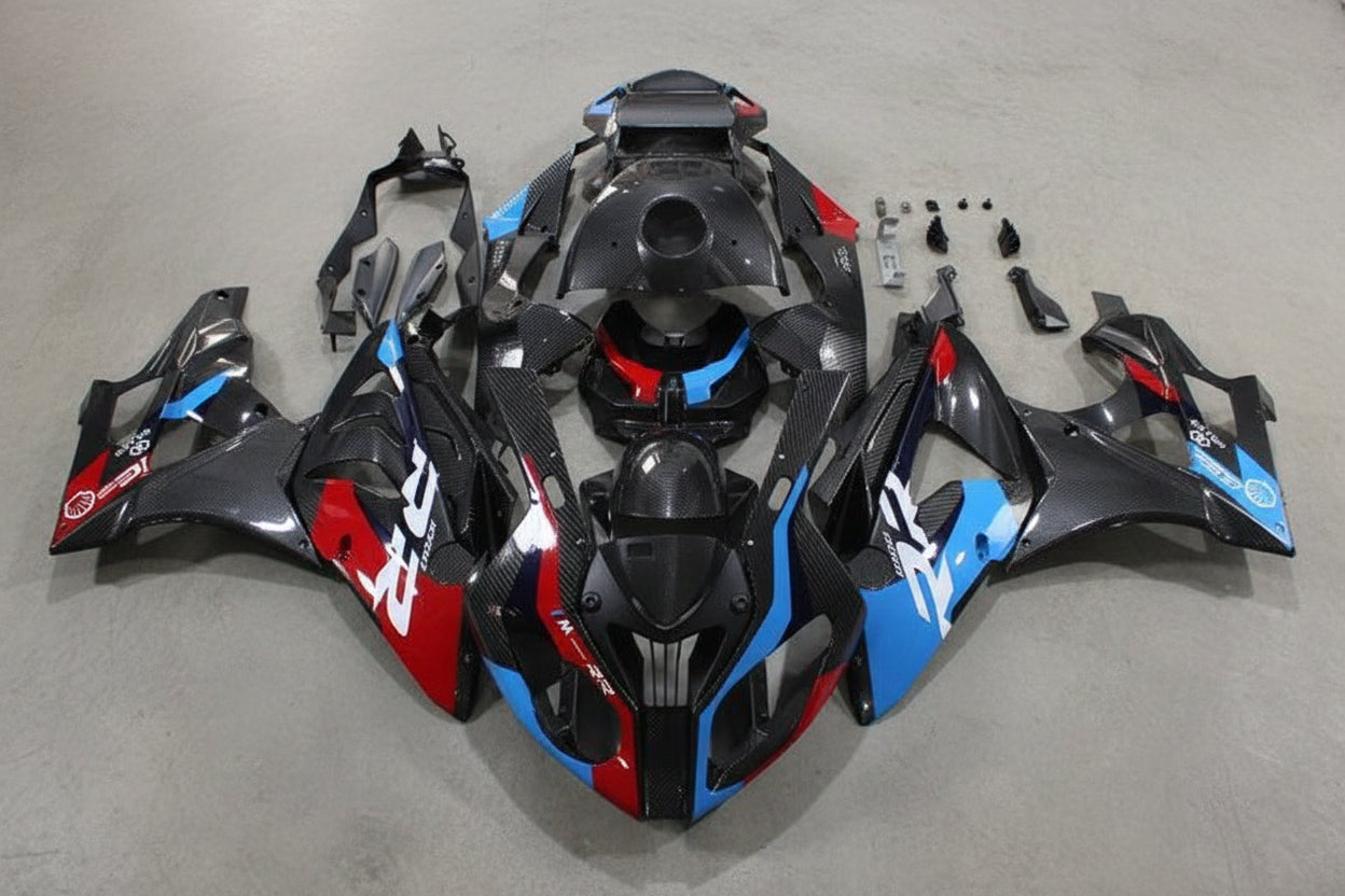 BMW S1000RR Fairings (2009-2014) Faux Carbon Fiber, Red, Blue at KingsMotorcycleFairings.com