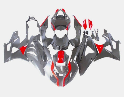 BMW S1000RR Fairings (2009-2014) Matte Black, Gloss Red at KingsMotorcycleFairings.com