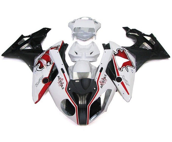 BMW S1000RR Fairings (2009-2014) White, Red Stripe at KingsMotorcycleFairings.com