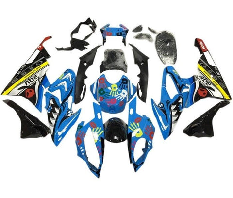 BMW S1000RR Fairings (2015-2016) Blue Shark, Handprints at KingsMotorcycleFairings.com