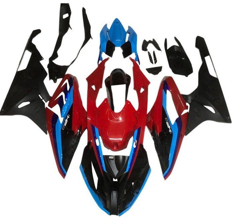 BMW S1000RR Fairings (2017-2018) Black, Red, Blue Stripe at KingsMotorcycleFairings.com