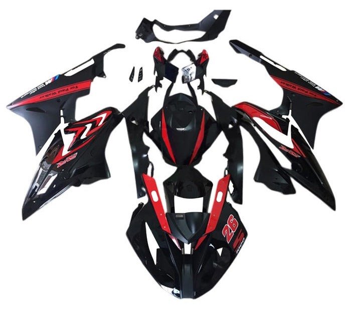 BMW S1000RR Fairings (2017-2018) Black, Red, Matte Black #26 at KingsMotorcycleFairings.com