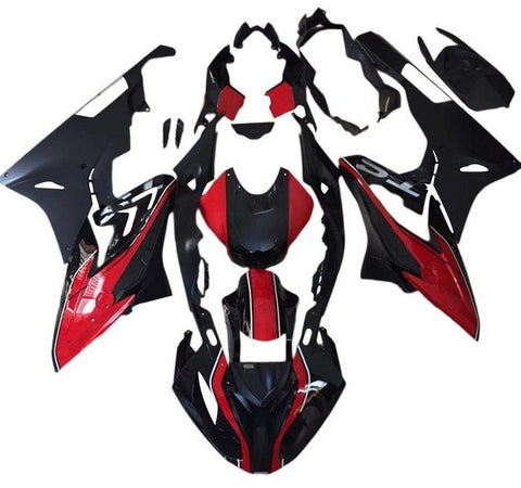 BMW S1000RR Fairings (2017-2018) Black, Red, White Stripe at KingsMotorcycleFairings.com