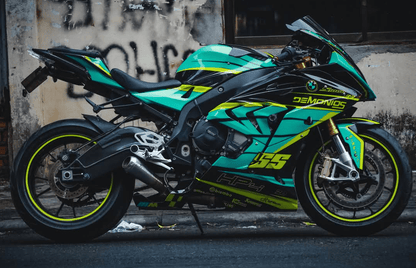 BMW S1000RR Fairings (2017-2018) Black, Turquoise, Yellow from KingsMotorcycleFairings.com