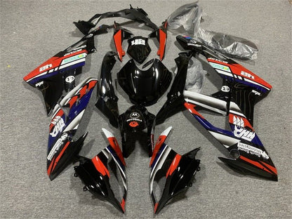 BMW S1000RR Fairings (2017-2018) Black, White, Red Stripe at KingsMotorcycleFairings.com