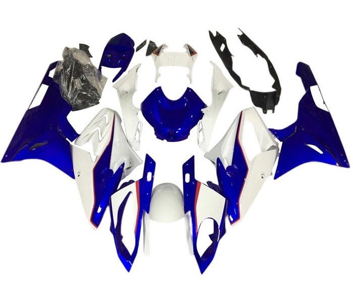 BMW S1000RR Fairings (2017-2018) Blue, White, Red Pinstripe at KingsMotorcycleFairings.com