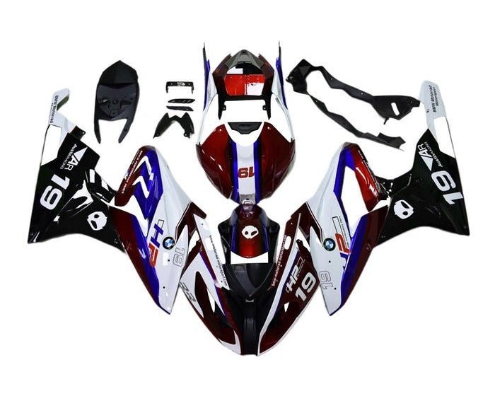 BMW S1000RR Fairings (2017-2018) Dark Red, White, Black, Blue at KingsMotorcycleFairings.com