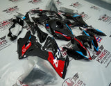 BMW S1000RR Fairings (2017-2018) Faux Carbon Fiber, Blue, Red from KingsMotorcycleFairings.com