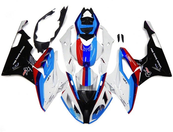 BMW S1000RR Fairings (2017-2018) White, Red, Blue Stripe at KingsMotorcycleFairings.com